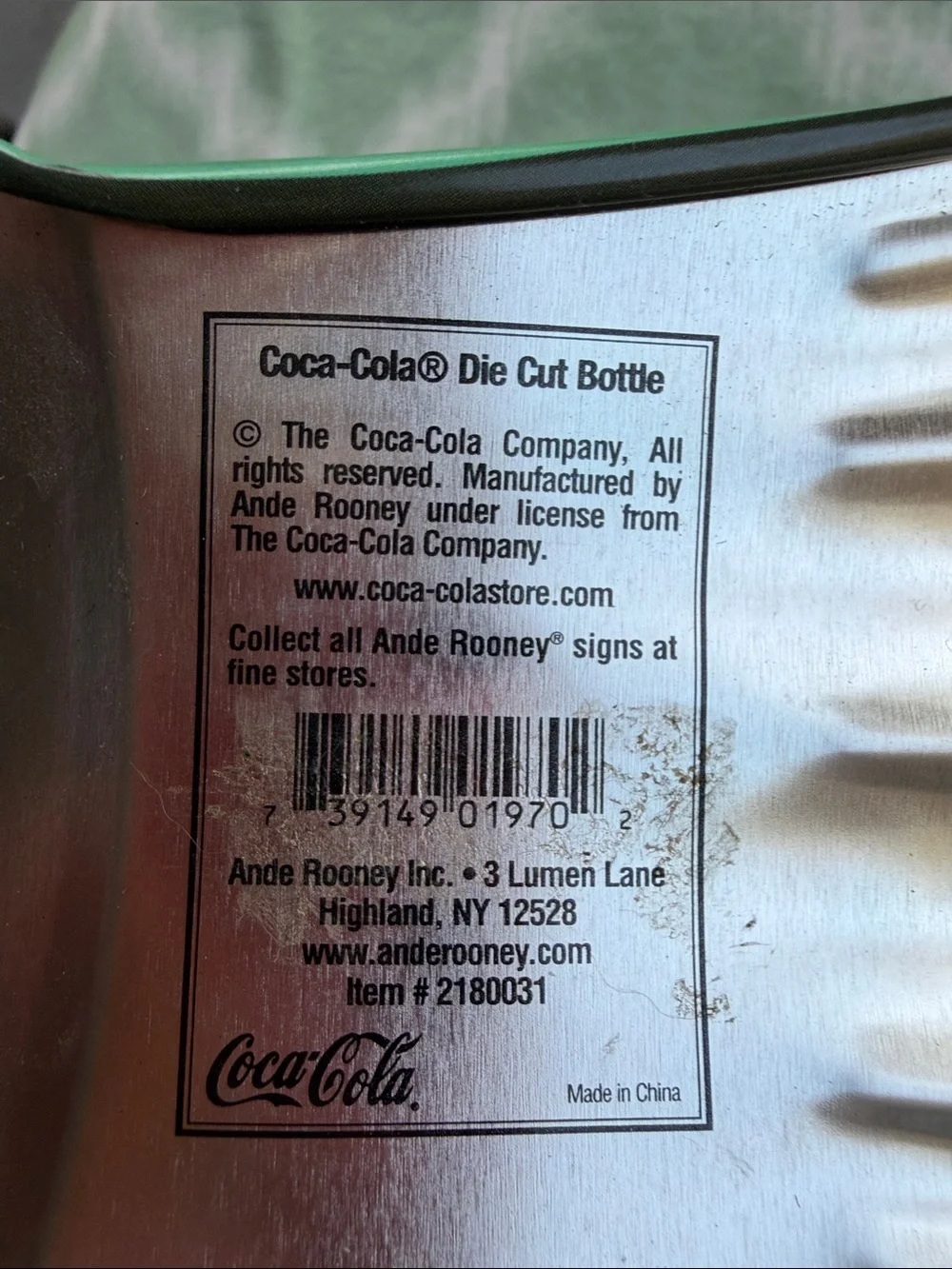 Vintage Ande Rooney Coca-Cola Die Cut 3D Bottle Wall Sign black Red Green Accent